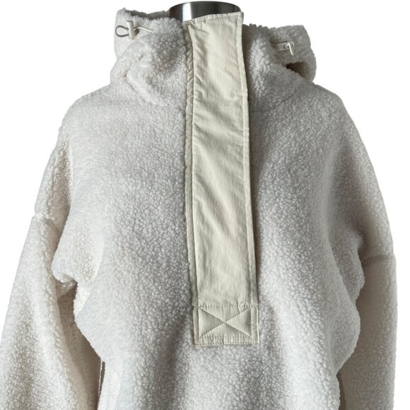 The White Company Borg Oversized Sherpa Hoodie Cream Pullover Funnel Neck Size S - Picture 4 of 8
